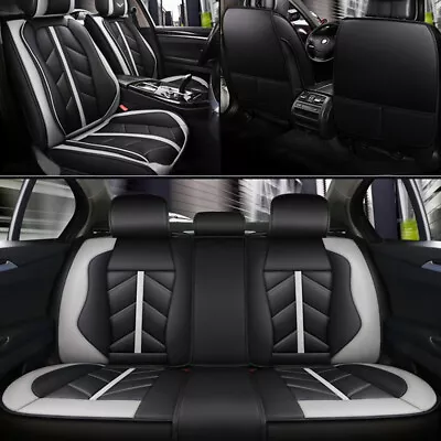 6D Deluxe Leather Car Seat Cover Front Rear Full Set Cushion Protector Universal • $64.99