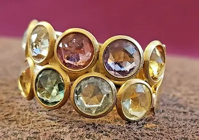 Marco Bicego Jaipur Double Row Candy Colored Gemstone Ring In 18K SIZE 8 • $1999