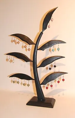 Wooden Earring Jewellery Palm Tree Display Presentation Stand Black / Palm50s • £15.99