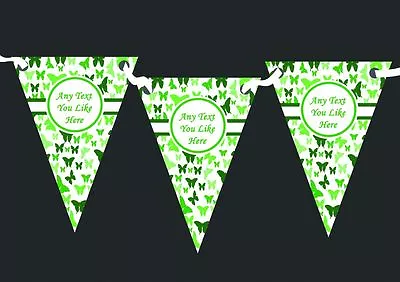 Beautiful Green Butterfly Personalised Shabby Chic Garden Tea Party Bunting • £6.79