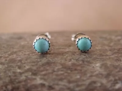 $14.99 • Buy SMALL Native American Sterling Silver Turquoise Dot Post Earrings