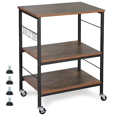 3-Layer Kitchen Microwave Oven Stand Cart Rolling Bakers Rack Kitchen Utility • $47.90