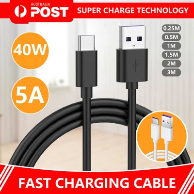 $3.99 • Buy Charging USB-C To USB-A Data Cable With 5A Capacity Samsung And Huawei Devices