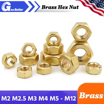 Brass Metric Hex Nuts DIN 934 Metric Nuts M2 M2.5 M3 M4 M5 M6 M8 M10 M12 • $3.59