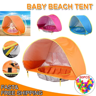 Pop Up Baby Play Beach Tent Shade Tent Detachable Baby Beach Sun Shade With Pool • £10.79