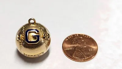 Vintage 1948 Gold Filled Baseball Charm Hallmarked 1/5 10k Gf • $38.96