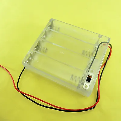 Transparent Battery Holder Case Slot Switch Wire Cables Enclosed 4x AA 6V  • £4