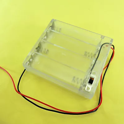 £4 • Buy Transparent Battery Holder Case Slot Switch Wire Cables Enclosed 4x AA 6V 