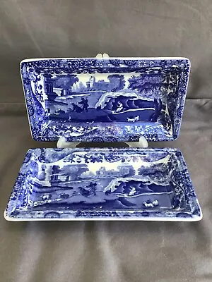 £34.99 • Buy 2 Antique Copeland Spode ITALIAN Small Oblong Dishes. Blue Stamp. Matching Pair