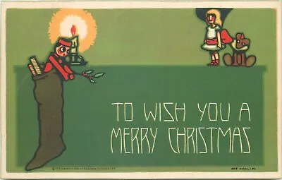 Toy Soldier Teddy Bear Doll VOLLAND Christmas Art Deco Top Rare Artist Postcard • $150
