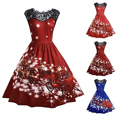 $30.76 • Buy Women's Christmas Lace Party Dress Evening Party Ruffle Dresses For Women Summer