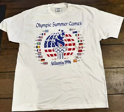 Vintage 1996 Olympic Summer Games Atlanta Flags Tee Shirt XL • $10