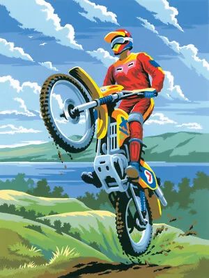 Junior Small Paint By Number Kit 8.75 X11.75 -Motocross (Pack Of 3) • $50.06