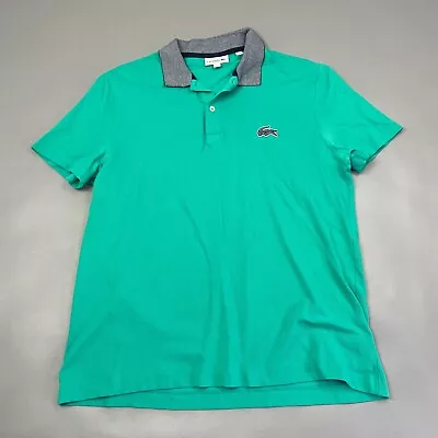 Lacoste Big Croc Short Sleeve Regular Fit Polo Shirt Aqua Green Men's Large • $6.50