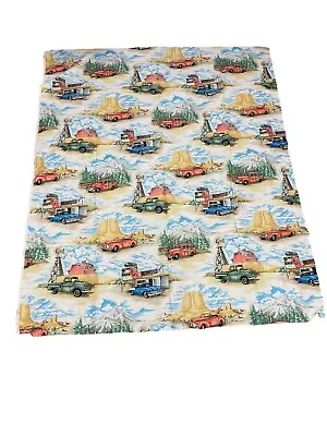 CONCORD CHEVROLET  Car &Truck Scenic  Print Cotton  Fabric  1 1/2 Yds  X44 • $17.50