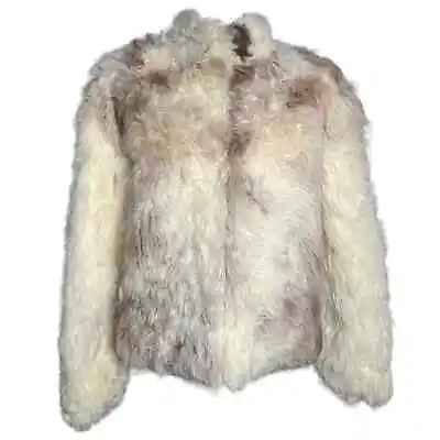 Vintage 70s Mongolian Tibetan Bohemian Curly Lamb Shaggy Fur Coat Size Medium • $399