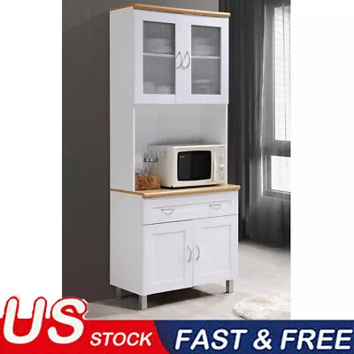 Free Standing Kitchen Cabinet Microwave Cart Strong Small Appliance Home White • $249.25