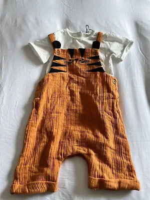 Tu Kids Short Tiger  Dungarees And T-Shirt Set NWTs Size 18-24 Months • £8