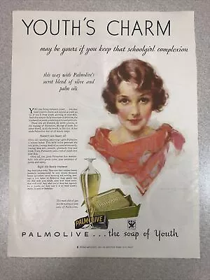 Vintage 1933 PALMOLIVE Beauty Soap Ephemera Knowles Hare Art 30's Print Ad • $15.99