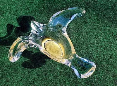 Clear Glass Turtle Dish Bowl Trinket Pocket Change Art Glass 8 X8  1lb 4.5oz • $34