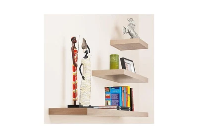 £11.99 • Buy Velano Modern Floating Wall Shelves Natural Oak Colour Bookcase Display