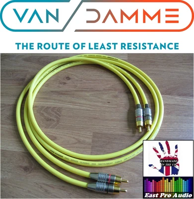 £12.50 • Buy 0.5m Pair - Van Damme RCA Phono Cables - Pro Grade Silver Plated Pure OFC Yellow