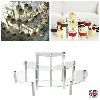 Clear Acrylic Round Cupcake Stand Display Wedding Party 3 Tier Cup Cake Holder • £12.99