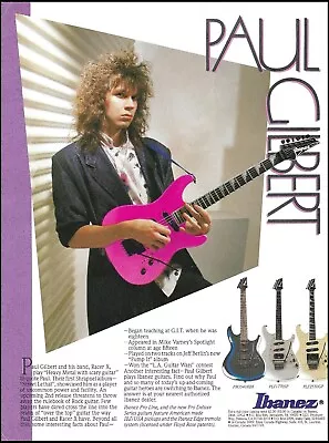 Paul Gilbert 1987 Ibanez Pro Deluxe Line Series Guitar Advertisement Ad Print • $4