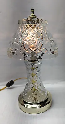 Vintage Crystal Cut Glass Table Lamp Boudoir Bedroom Night Desk Light 11.5” Tall • $29.99