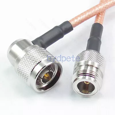 N Male Right Angle To N Female Jack RG400 Cable Coax Low Loss VSWR RF 50ohms Lot • $11.60