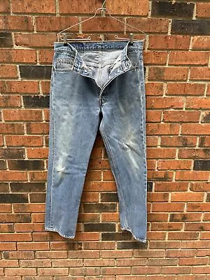 Vintage Levis 501 32x30 Made In The USA Button Fly Faded Blue Denim Jeans Pants • $60