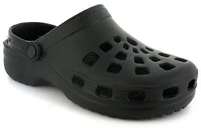 Mens Clog Beach Sandals Pop Slip On Black UK Size • £11