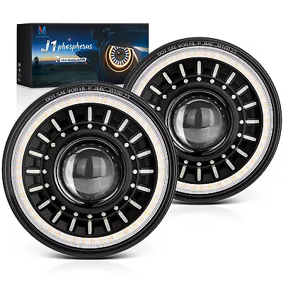 7  Inch Round Halo LED Headlight Hi/Low Beam For Jeep Wrangler Glide Street Bike • $79.19