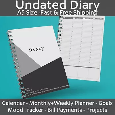 £12.99 • Buy Appointment Book Undated Diary Life Planner 1 Year Monthly / Weekly A5 Size 