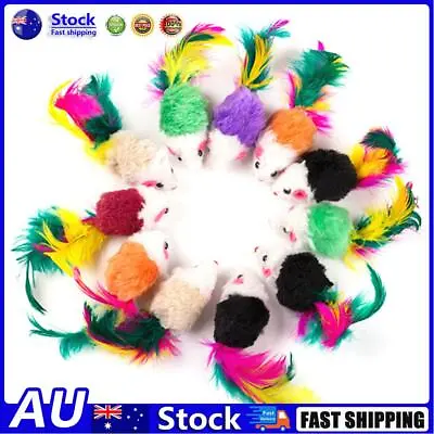 $7.92 • Buy AU 10 Pcs False Mouse Pet Cat Toys Mini Playing Toys With Colorful Feather 