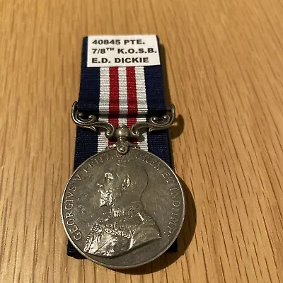 Military Medal To 40845 Pte E D Dickie 7/8th Kings Own Scottish Borderers • £350