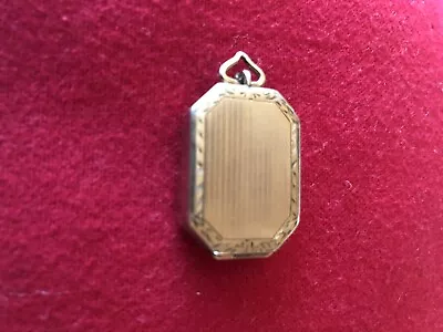 PENDANT LOCKET FAUX GOLD HEX 1.5” T X 3/4” WIDE MEDS LOCKET HEART SHAPE BAIL • $25