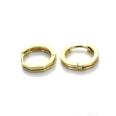 9ct Gold Faceted Cuff Huggy Hoops Huggie Hoop Earrings • £80