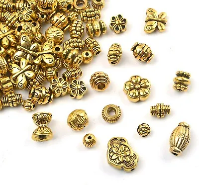 20 Spacer Beads Antique Gold Findings Assorted Lot Jewelry Making Mix • $3.49