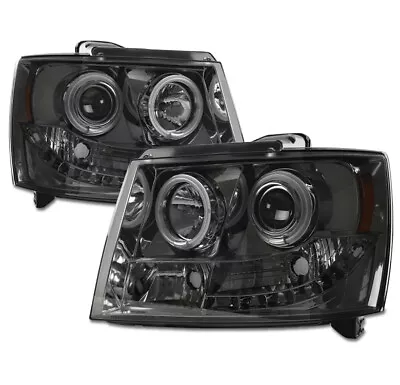 For 07-14 Chevy Avalanche Suburban LED CCFL Halo Projector Headlights Smoke USED • $169.99