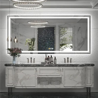 40-60  Extra Large LED Lighted Bathroom Mirror Wall Antifog Vanity Makeup Mirror • $359.99