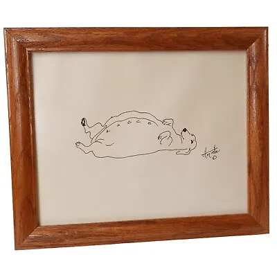 Dachshund Wall Art Pregnant Doxie Drawing Signed Vintage Dog Framed • $39.99