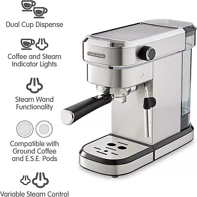 Morphy Richards 172020 1.1L 1350W Coffee Machine Barista Style Cappuccino • £29.99