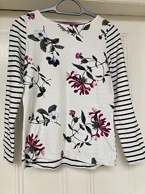 Joules UK 8 Navy Striped And Floral Top • £7