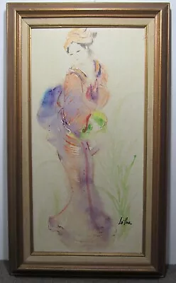 Vintage Framed Modernist Oil Painting Signed La One Chinese Lady 17x29  • $148.75