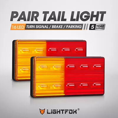 Lightfox 2PCS LED Tail Lights 12V Indicator Turn Signal Caravan Trailer Truck • $15.95