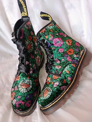 Dr Martens Vintage Floral Velvet Boots!Made In England!Size 5.HippieBoho. • £150