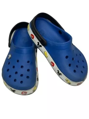 Disney Mickey Mouse CROCS J3 - Junior Size 3 Blue Some Wear Comfortable Shoes • $1.99