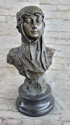 Bronze Bust Of Art Nouveau Female Signed E Villanis Titled Dalila Marble Base • $699