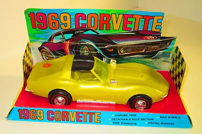 1969 69 Chevy Corvette Processed Plastic Yellow NM In Display Box Red Lines 427 • $33